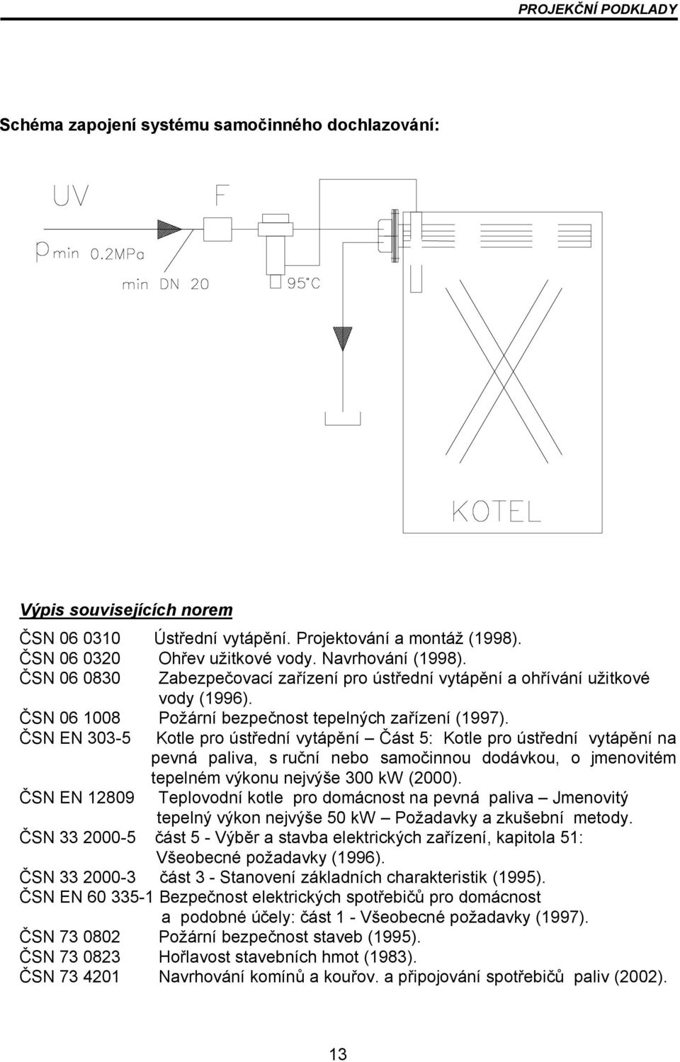 ČSN EN 303-5 Kotle pro ústřední vytápění Část 5: Kotle pro ústřední vytápění na pevná paliva, s ruční nebo samočinnou dodávkou, o jmenovitém tepelném výkonu nejvýše 300 kw (2000).