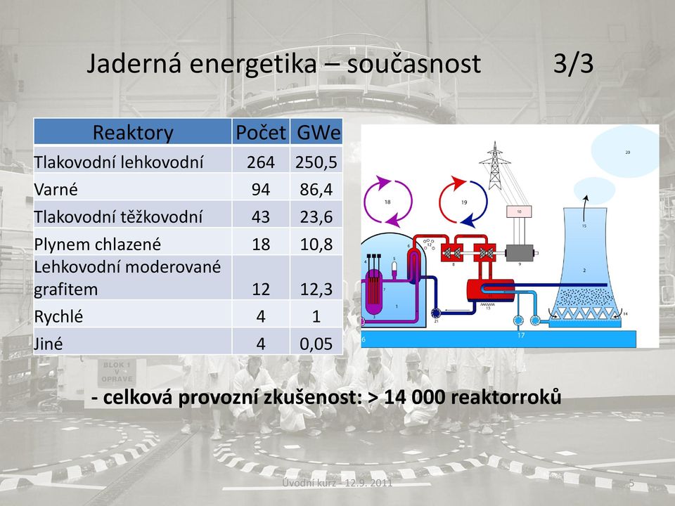 chlazené 18 10,8 Lehkovodní moderované grafitem 12 12,3 Rychlé 4 1 Jiné