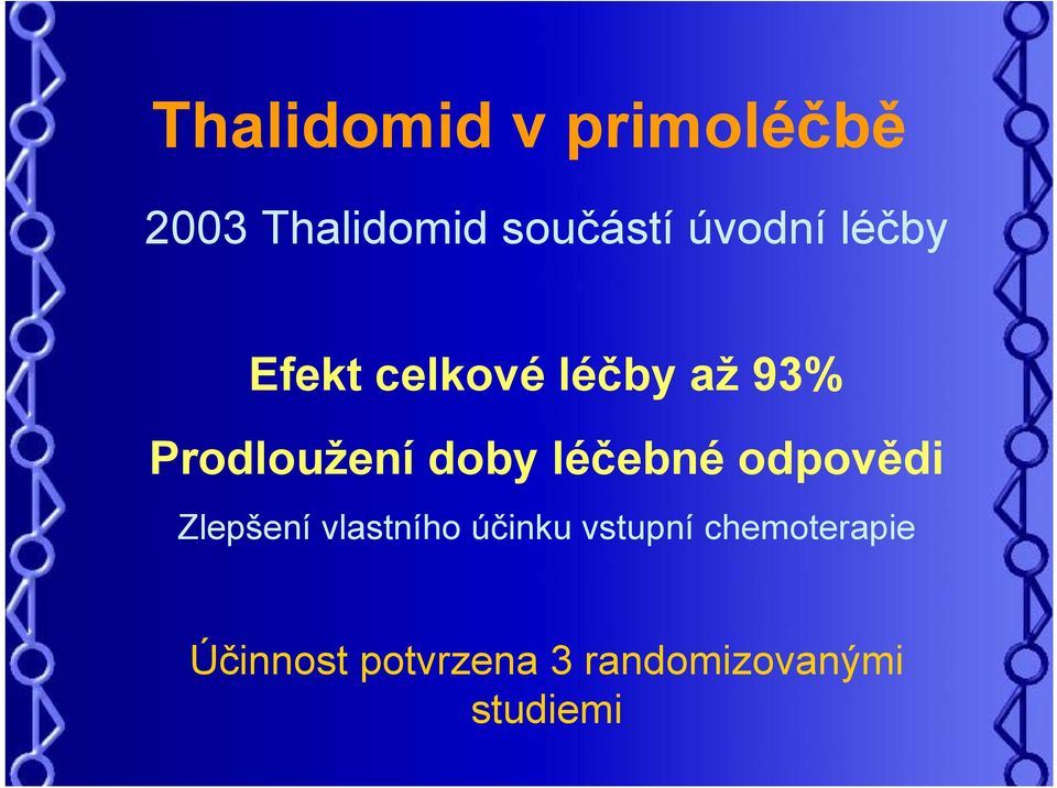 doby léčebné odpovědi Zlepšení vlastního účinku