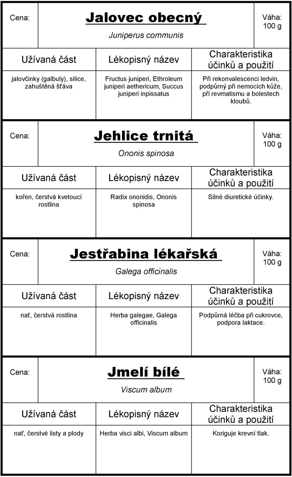 kořen, čerstvá kvetoucí rostlina Jehlice trnitá Ononis spinosa Radix ononidis, Ononis spinosa Silné diuretické účinky.