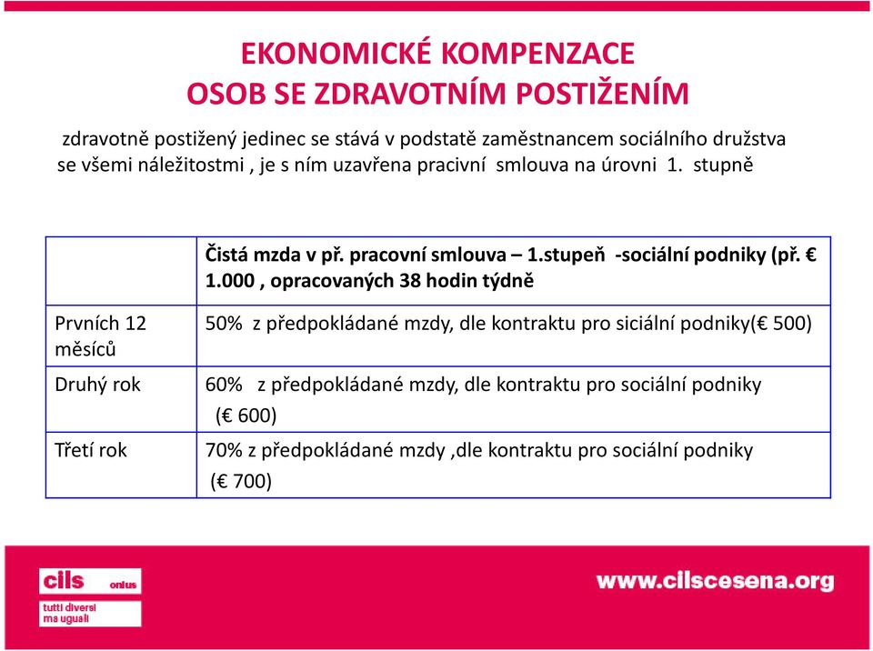 stupeň -sociální podniky (př. 1.