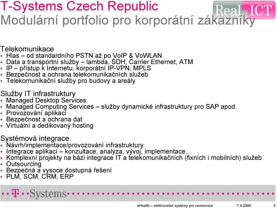 Computing Services služby dynamické infrastruktury pro SAP apod.