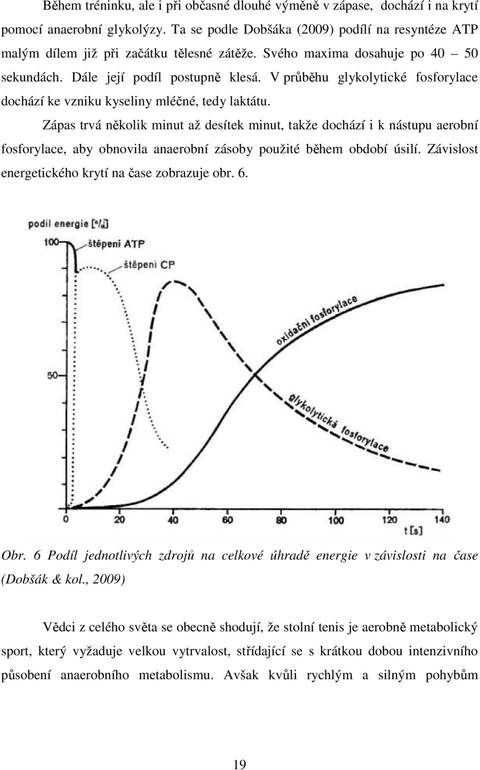 Zápas trvá několik minut až desítek minut, takže dochází i k nástupu aerobní fosforylace, aby obnovila anaerobní zásoby použité během období úsilí. Závislost energetického krytí na čase zobrazuje obr.