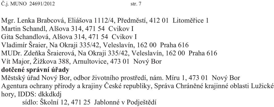 Vladimír Šraier, Na Okraji 335/42, Veleslavín, 162 00 Praha 616 MUDr.