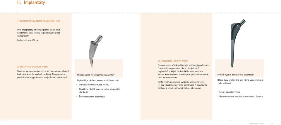 Předpokladem použití tohoto typu implantátu je dobrá kvalita kosti.