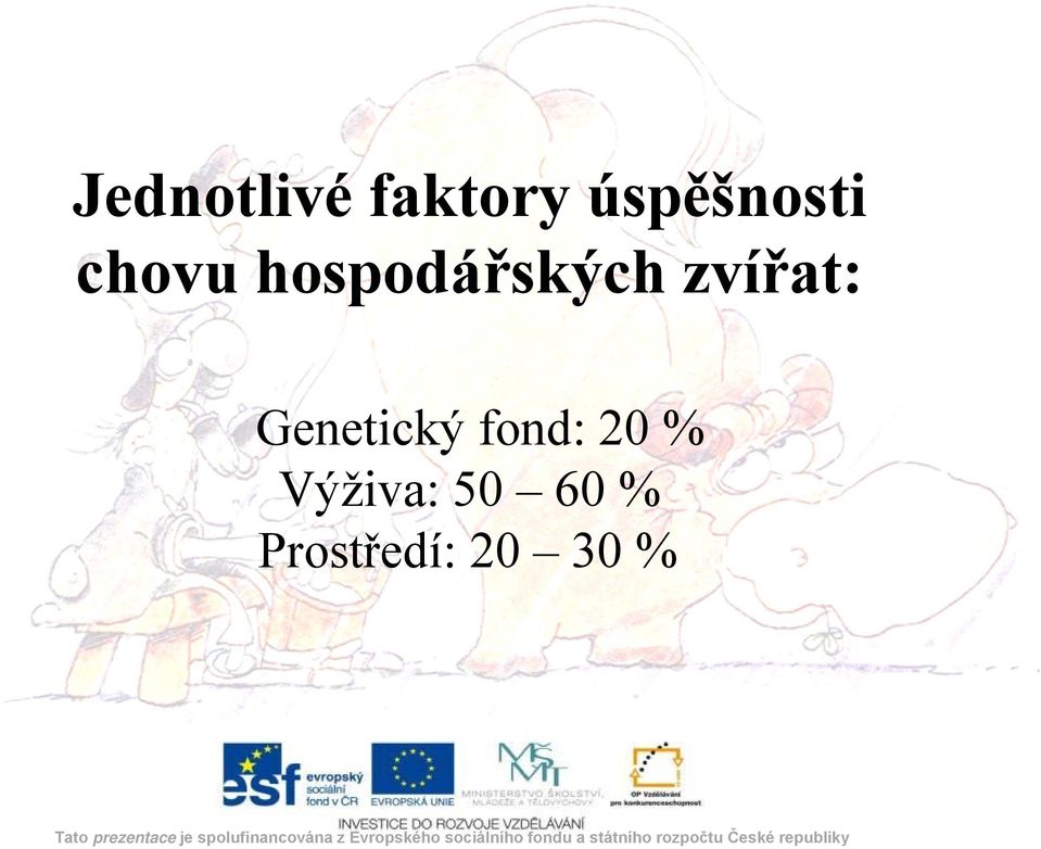 Výživa: 50 60 % Prostředí: 20 30 % fakt výživa (50 60 %) prostředí (20 30 %) Tato