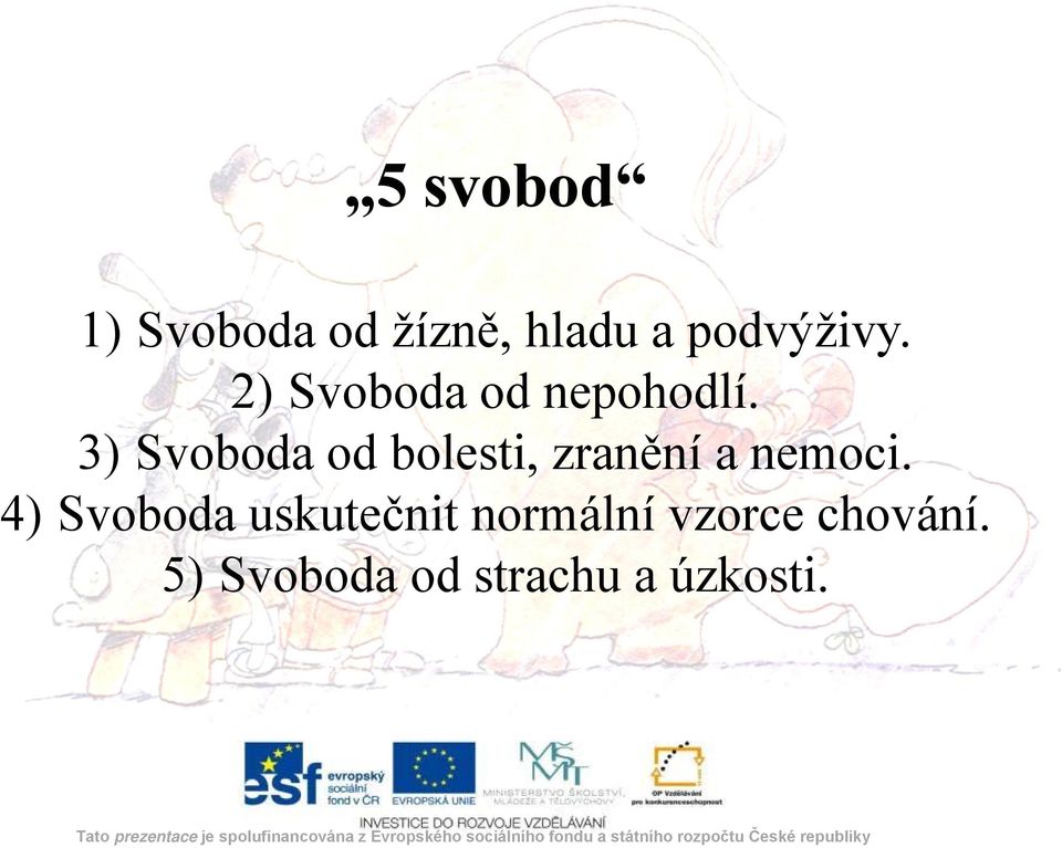 (20 %) 3) Svoboda výživa od bolesti, (50 zranění 60 %) a nemoci.