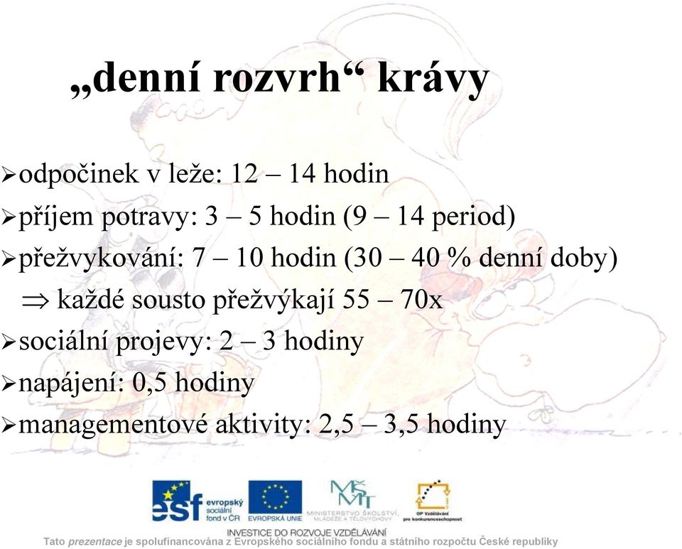 každé sousto přežvýkají 55 70x prostředí (20 30 %) sociální projevy: 2 3 hodiny napájení: 0,5 hodiny managementové