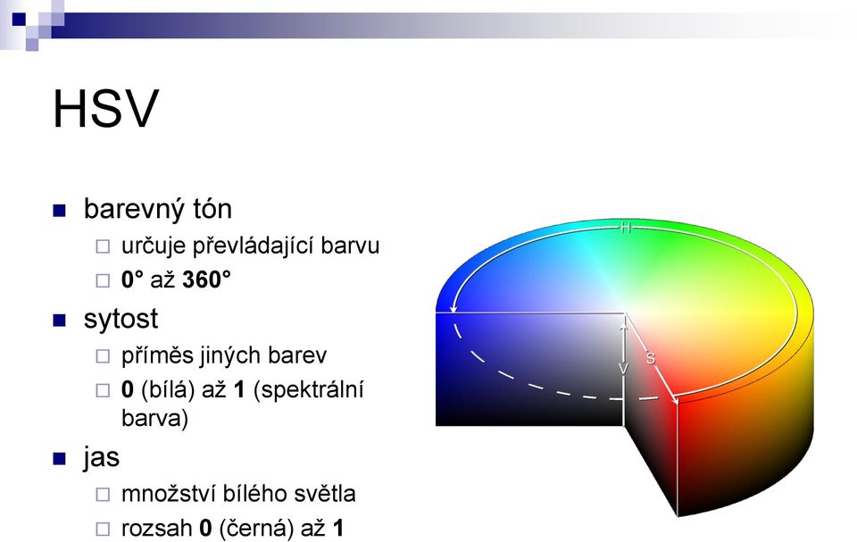 barev 0 (bílá) až 1 (spektrální barva)