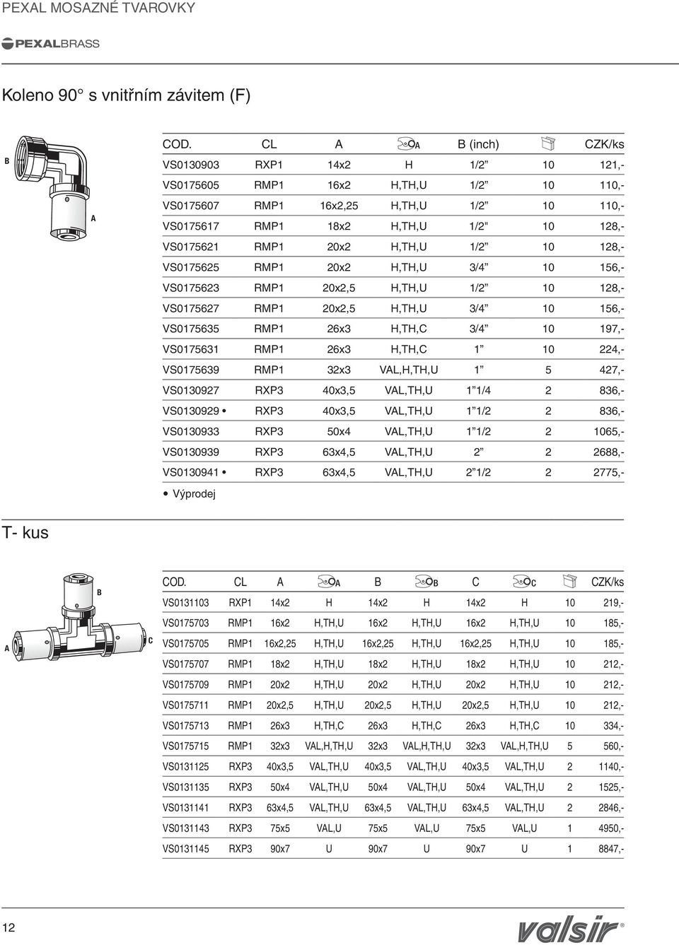 H,TH,U 1/2 10 128,- VS0175625 RMP1 20x2 H,TH,U 3/4 10 156,- VS0175623 RMP1 20x2,5 H,TH,U 1/2 10 128,- VS0175627 RMP1 20x2,5 H,TH,U 3/4 10 156,- VS0175635 RMP1 26x3 H,TH,C 3/4 10 197,- VS0175631 RMP1