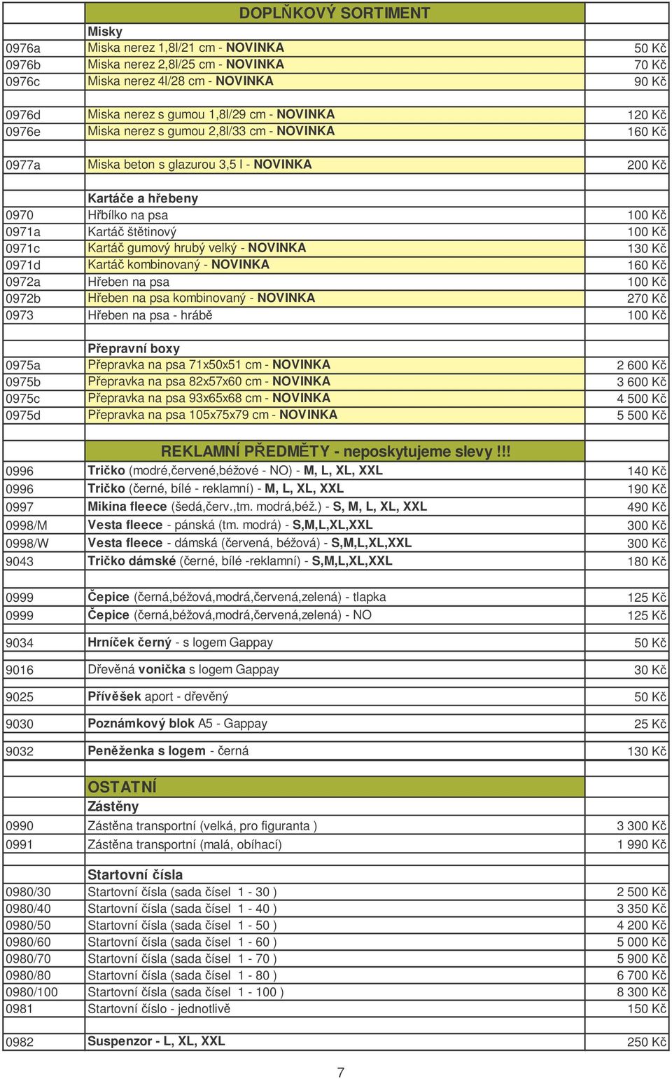 gumový hrubý velký - NOVINKA 130 K 0971d Kartá kombinovaný - NOVINKA 160 K 0972a Heben na psa 100 K 0972b Heben na psa kombinovaný - NOVINKA 270 K 0973 Heben na psa - hráb 100 K Pepravní boxy 0975a