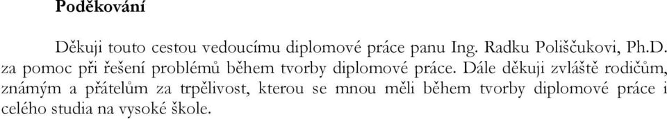 za pomoc při řešení problémů během tvorby diplomové práce.