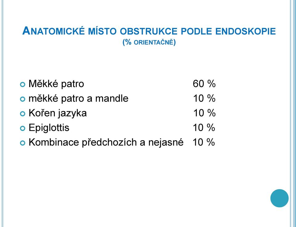 měkké patro a mandle 10 % Kořen jazyka 10