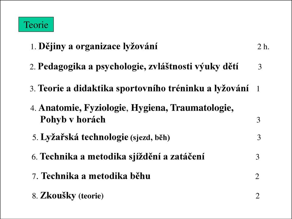 Teorie a didaktika sportovního tréninku a lyžování 1 4.