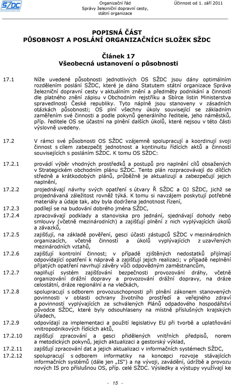 dle platného znění zápisu v Obchodním rejstříku a Sbírce listin Ministerstva spravedlnosti České republiky.