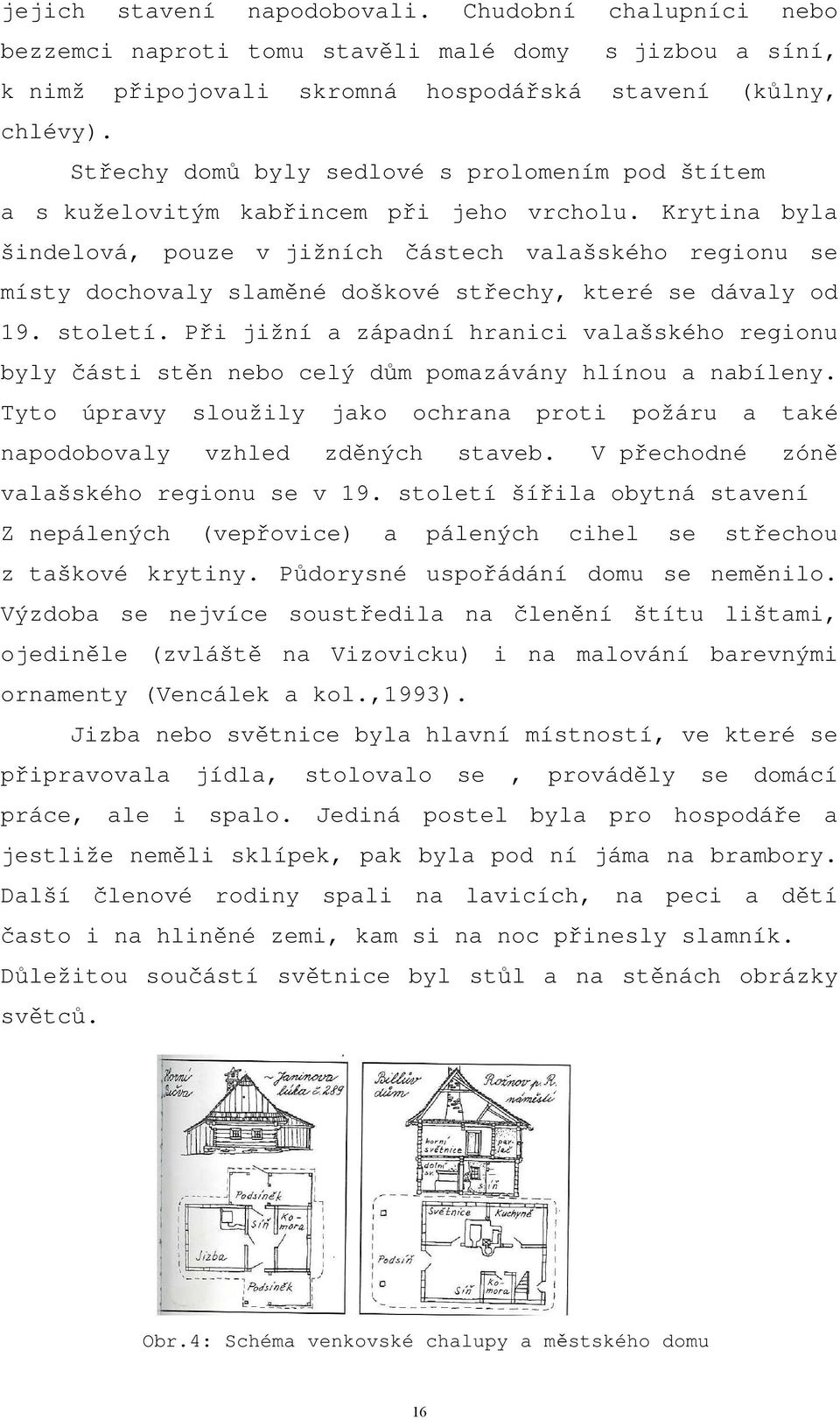 Krytina byla šindelová, pouze v jižních částech valašského regionu se místy dochovaly slaměné doškové střechy, které se dávaly od 19. století.