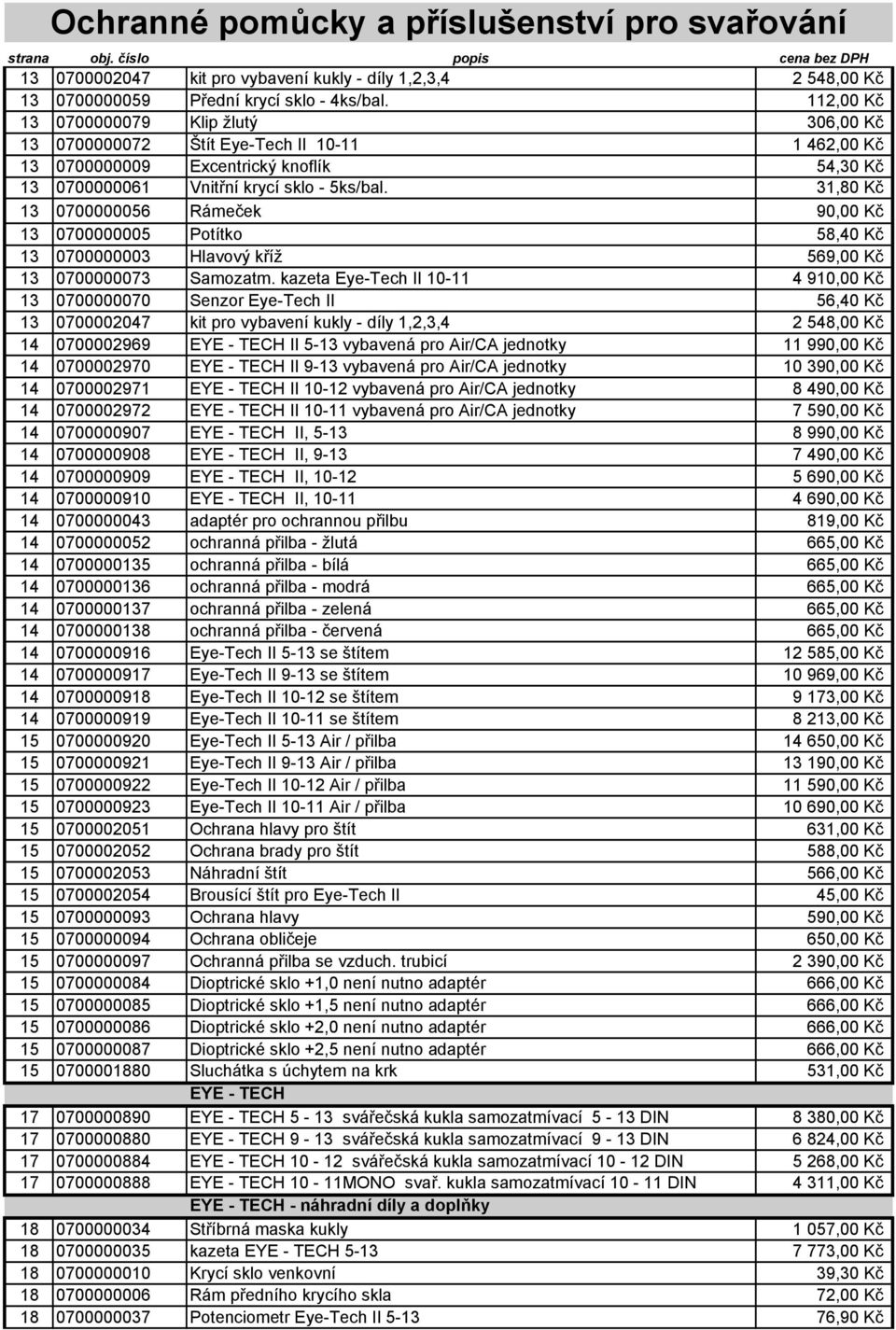 31,80 Kč 13 0700000056 Rámeček 90,00 Kč 13 0700000005 Potítko 58,40 Kč 13 0700000003 Hlavový kříž 569,00 Kč 13 0700000073 Samozatm.