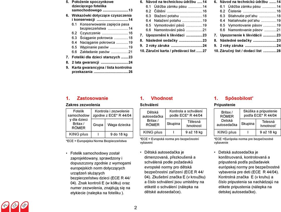 Karta gwarancyjna / lista kontrolna przekazania...26 6. Návod na technickou údržbu...14 6.1 Údržba zámku pásu...14 6.2 Čištění...16 6.3 Stažení potahu...18 6.4 Natažení potahu...19 6.