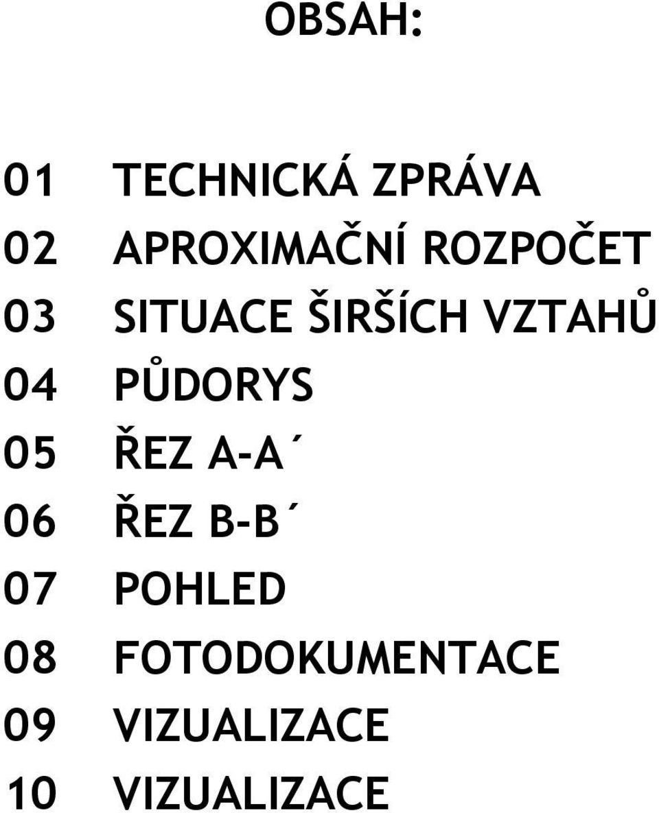 PŮDORYS 05 ŘEZ A-A 06 ŘEZ B-B 07 POHLED