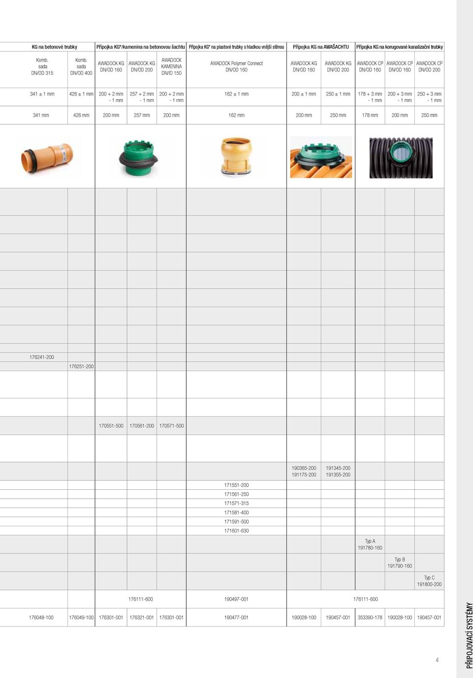 sada DN/OD 400 AWADOCK KG DN/OD 160 AWADOCK KG DN/OD 200 AWADOCK KAMENINA DN/ID 150 AWADOCK Polymer Connect DN/OD 160 AWADOCK KG DN/OD 160 AWADOCK KG DN/OD 200 AWADOCK CP DN/OD 160 AWADOCK CP DN/OD