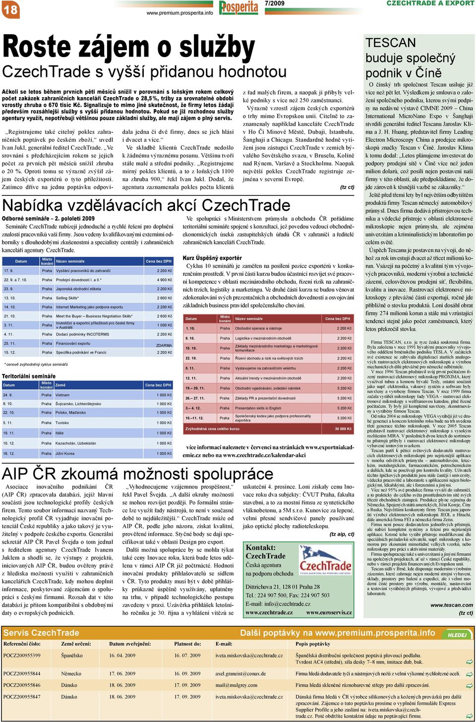 kanceláří CzechTrade o 28,5 %, tržby za srovnatelné období vzrostly zhruba o 670 tisíc Kč.