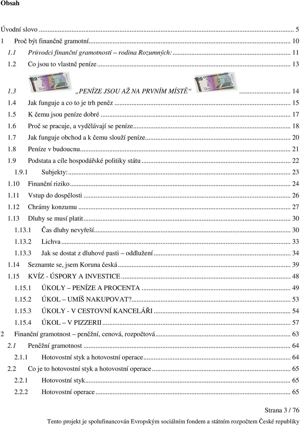 .. 21 1.9 Podstata a cíle hospodářské politiky státu... 22 1.9.1 Subjekty:... 23 1.10 Finanční riziko... 24 1.11 Vstup do dospělosti... 26 1.12 Chrámy konzumu... 27 1.13 Dluhy se musí platit... 30 1.