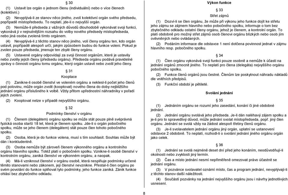 (3) Nemůže-li předseda z vážných důvodů dlouhodobě vykonávat svoji funkci, vykonává ji v nejnutnějším rozsahu do volby nového předsedy místopředseda, nebo jiná osoba zvolená tímto orgánem.