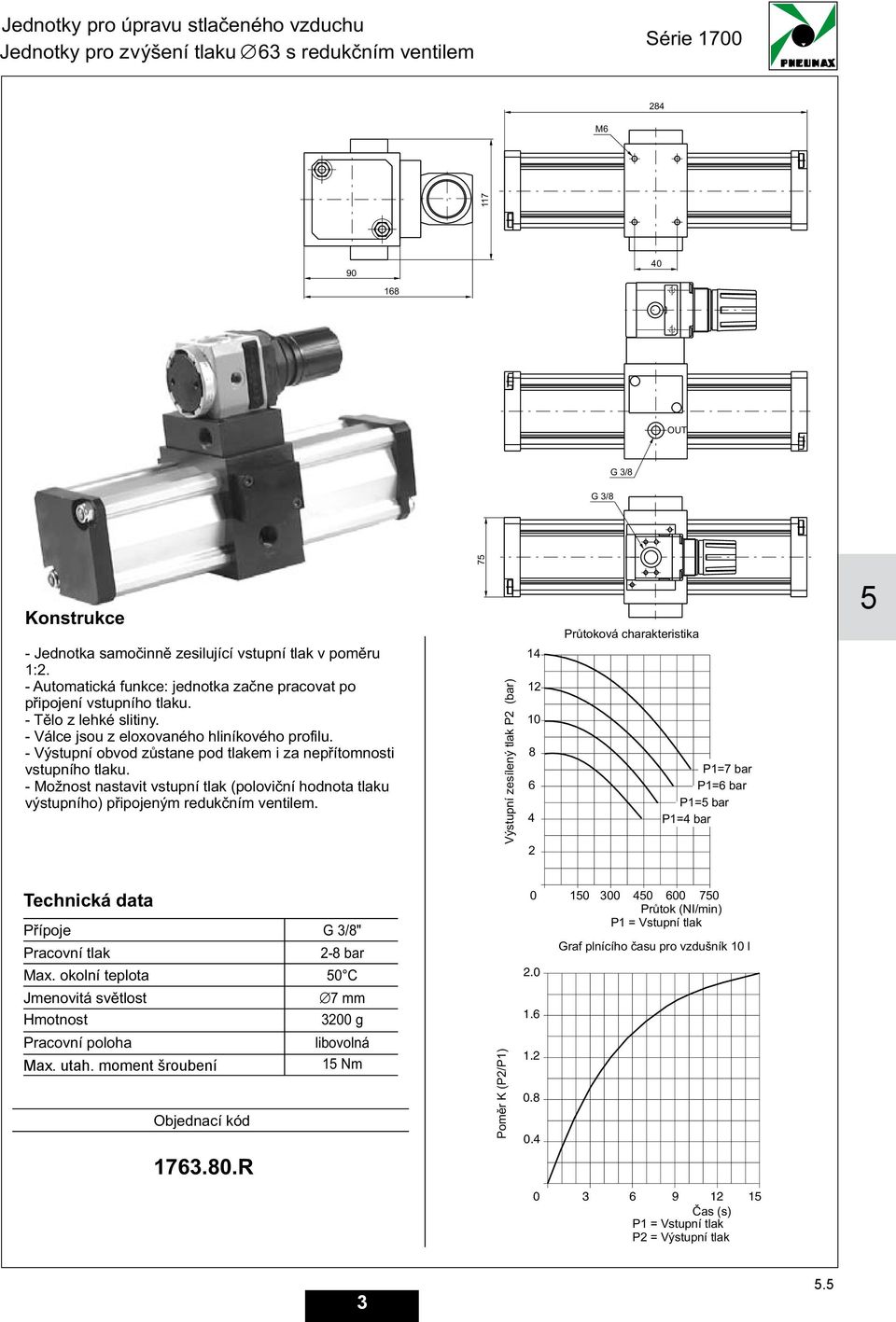 pøipojeným redukèním ventilem. P1=7 bar P1= bar P1=5 bar P1= bar 5 173.0.