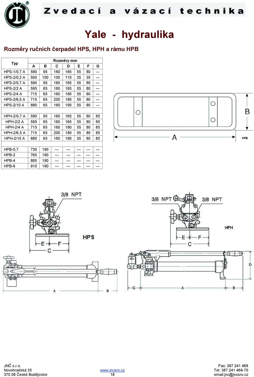 590 95 160 165 55 80 85 HPH-2/2 A 595 65 160 165 55 80 85 HPH-2/4 A 715 65 160 180 55 80 85 HPH-2/6,5 A 715 65 200 180 55 80 85 HPH-2/10 A 880 65 160 190 55 80 85 HPB-0,7