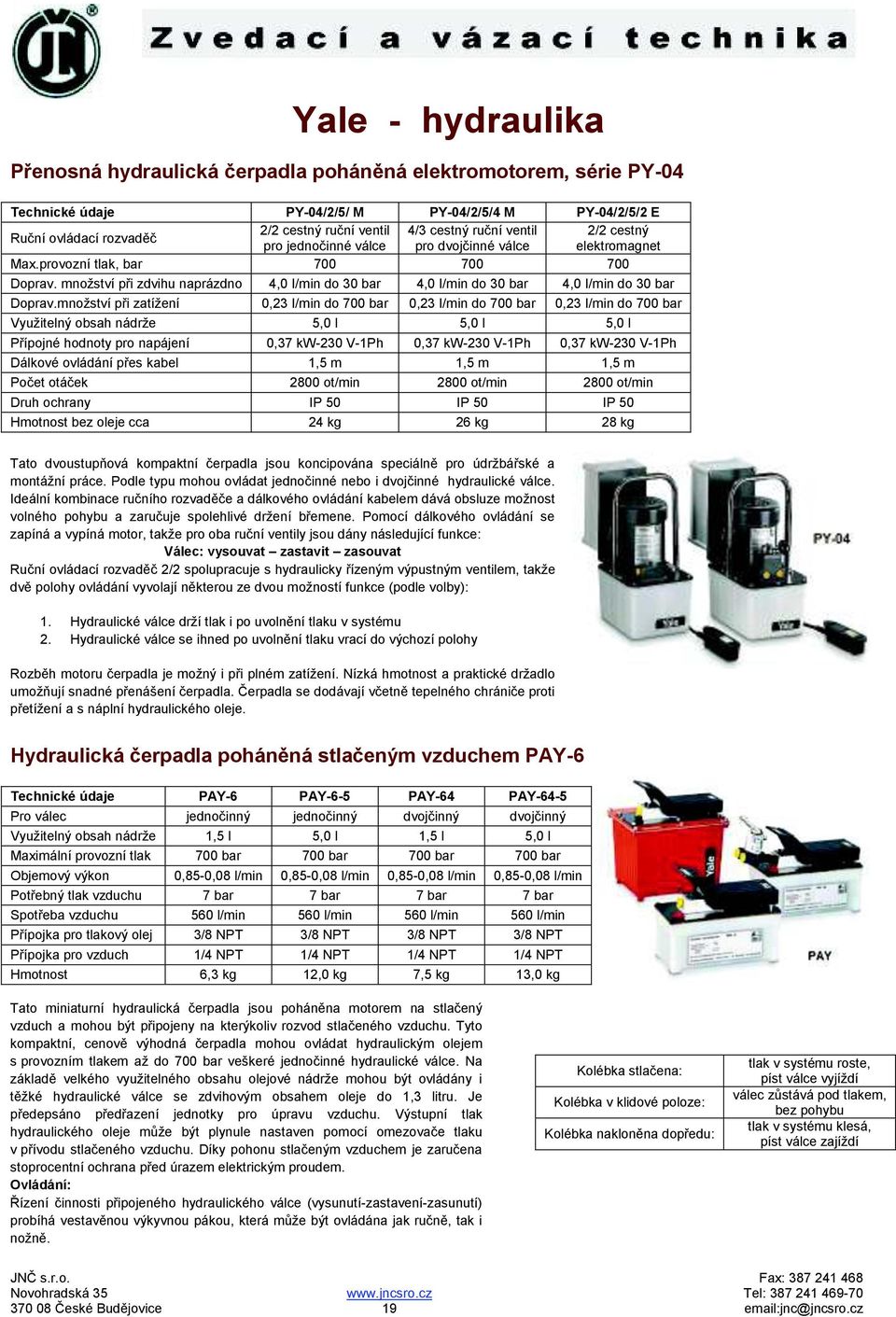 při zatížení 0,23 I/min do 700 bar 0,23 I/min do 700 bar 0,23 I/min do 700 bar Využitelný obsah nádrže 5,0 l 5,0 l 5,0 l Přípojné hodnoty pro napájení 0,37 kw-230 V-1Ph 0,37 kw-230 V-1Ph 0,37 kw-230