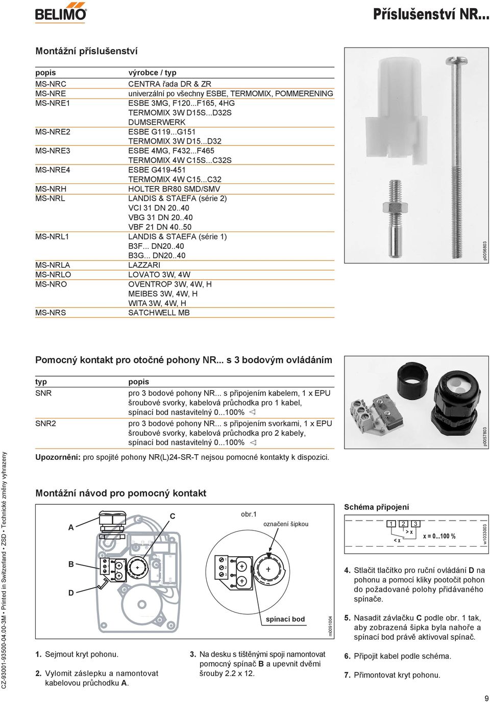 ..C32 MS-NRH HOLTER BR80 SMD/SMV MS-NRL LANDIS & STAEFA (série 2) VCI 31 DN 20..40 VBG 31 DN 20..40 VBF 21 DN 40..50 MS-NRL1 LANDIS & STAEFA (série 1) B3F... DN20.