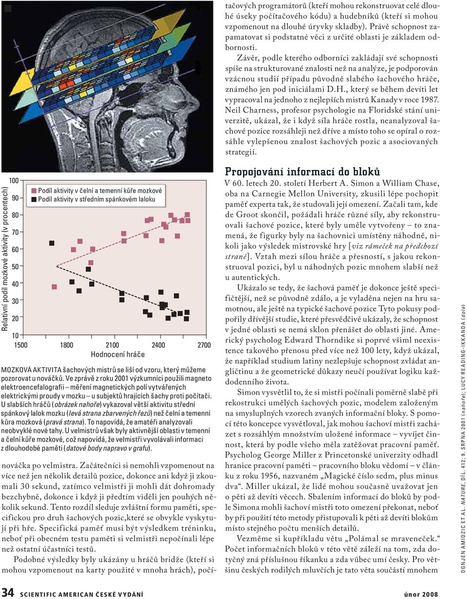 Ve zprávě z roku 2001 výzkumníci použili magneto elektroencefalografii měření magnetických polí vytvářených elektrickými proudy v mozku u subjektů hrajících šachy proti počítači.