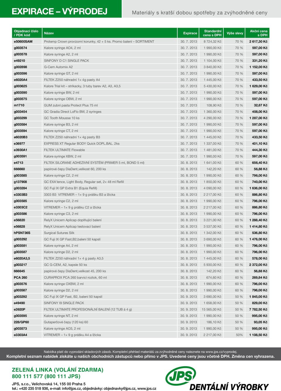 7. 2013 1 104,00 Kč 70 % 331,20 Kč g002898 G-Cem Automix A2 30. 7. 2013 3 840,00 Kč 70 % 1 152,00 Kč g003596 Kalore syringe GT, 2 ml 30. 7. 2013 1 990,00 Kč 70 % 597,00 Kč e6020a4 FILTEK Z250 náhradní 1 4g pasty A4 30.