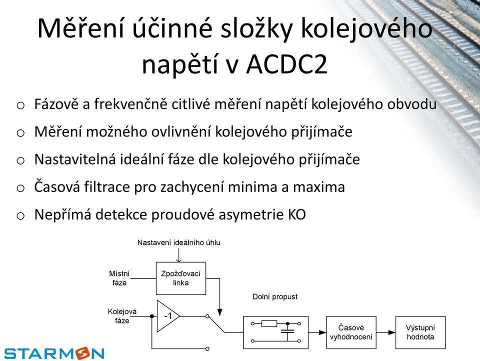 Časvá filtrace pr zachycení minima a maxima Nepřímá detekce prudvé asymetrie KO Nastavení