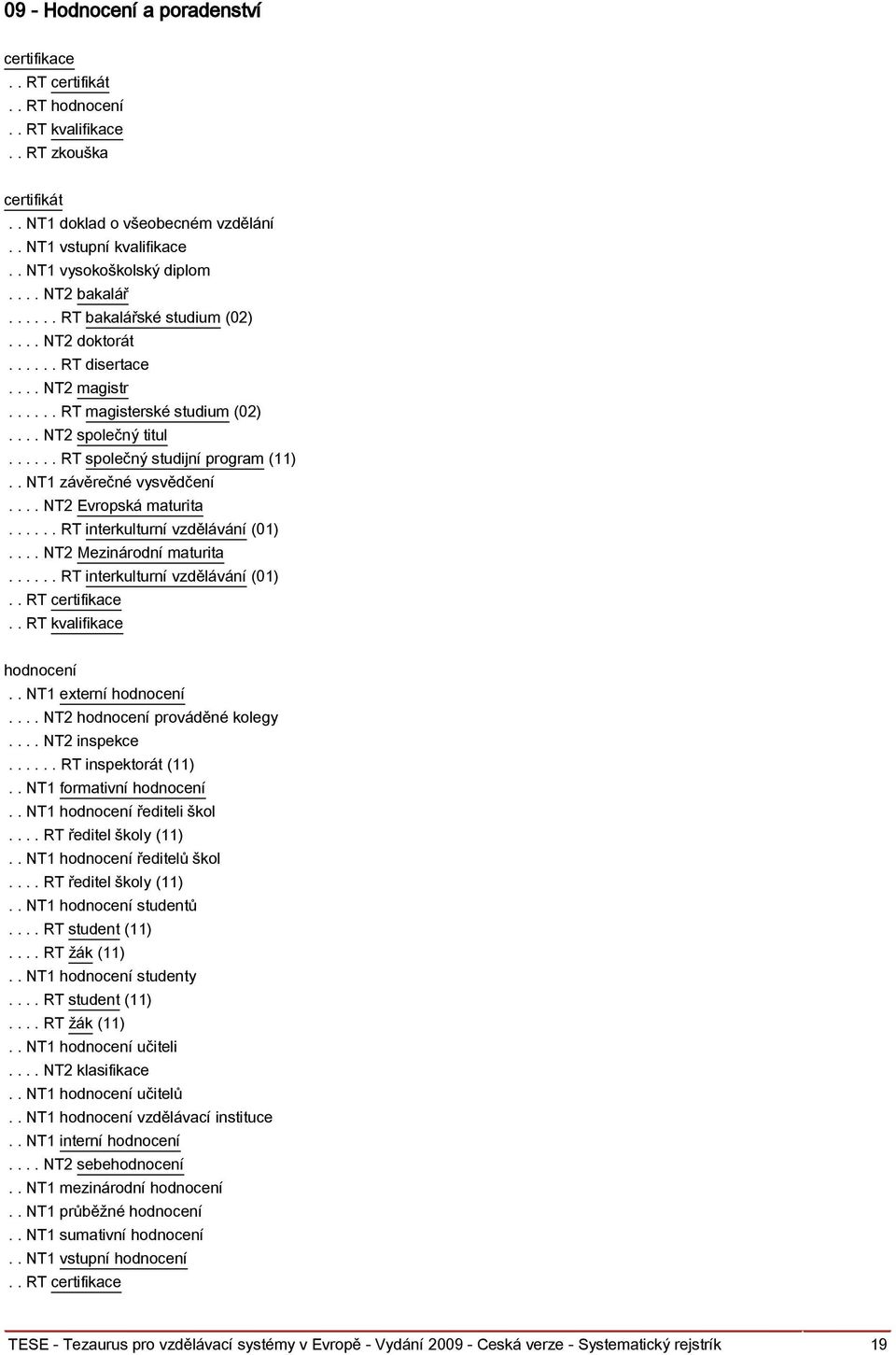 . NT1 závěrečné vysvědčení.... NT2 Evropská maturita...... RT interkulturní vzdělávání (01).... NT2 Mezinárodní maturita...... RT interkulturní vzdělávání (01).. RT certifikace.