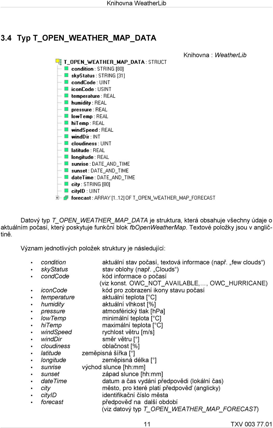 Clouds ) condcode kód informace o počasí (viz konst.