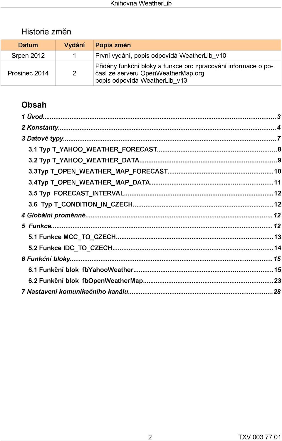 3Typ T_OPEN_WEATHER_MAP_FORECAST...10 3.4Typ T_OPEN_WEATHER_MAP_DATA...11 3.5 Typ FORECAST_INTERVAL...12 3.6 Typ T_CONDITION_IN_CZECH...12 4 Globální proměnné...12 5 