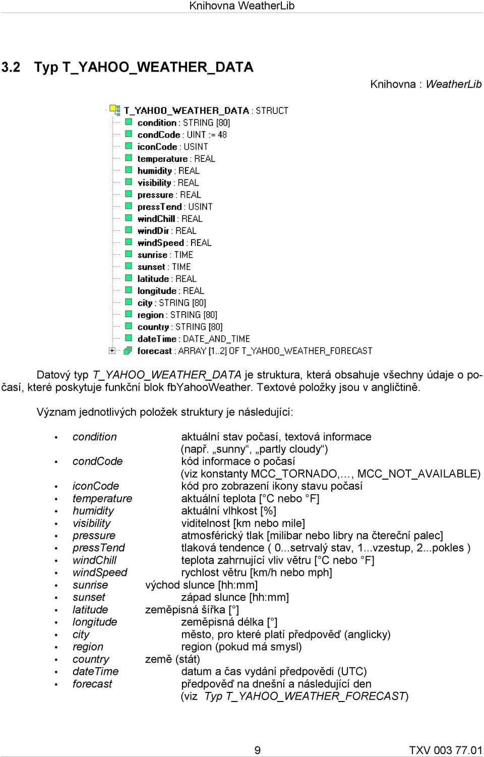 sunny, partly cloudy ) condcode kód informace o počasí (viz konstanty MCC_TORNADO,, MCC_NOT_AVAILABLE) iconcode kód pro zobrazení ikony stavu počasí temperature aktuální teplota [ C nebo F] humidity