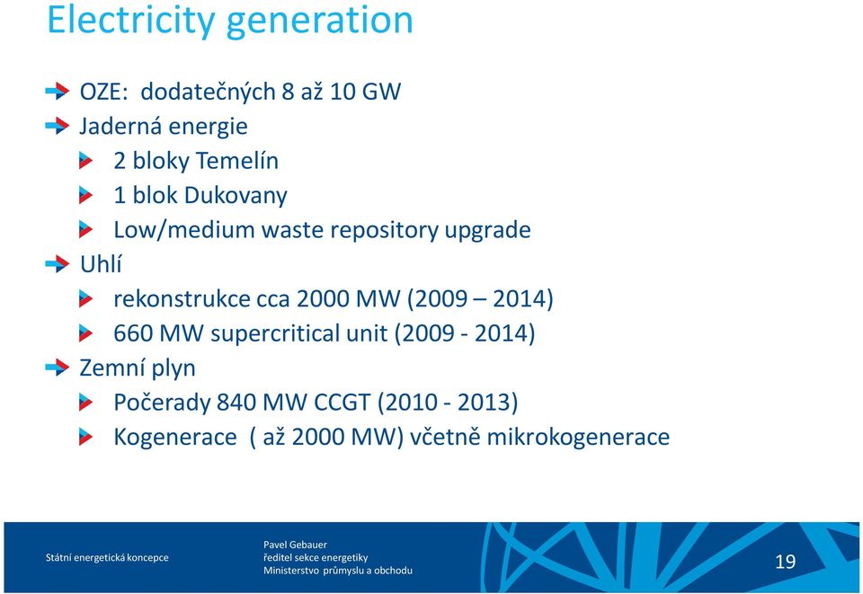 cca 2000 MW (2009 2014) 660 MW supercritical unit (2009-2014) Zemní plyn