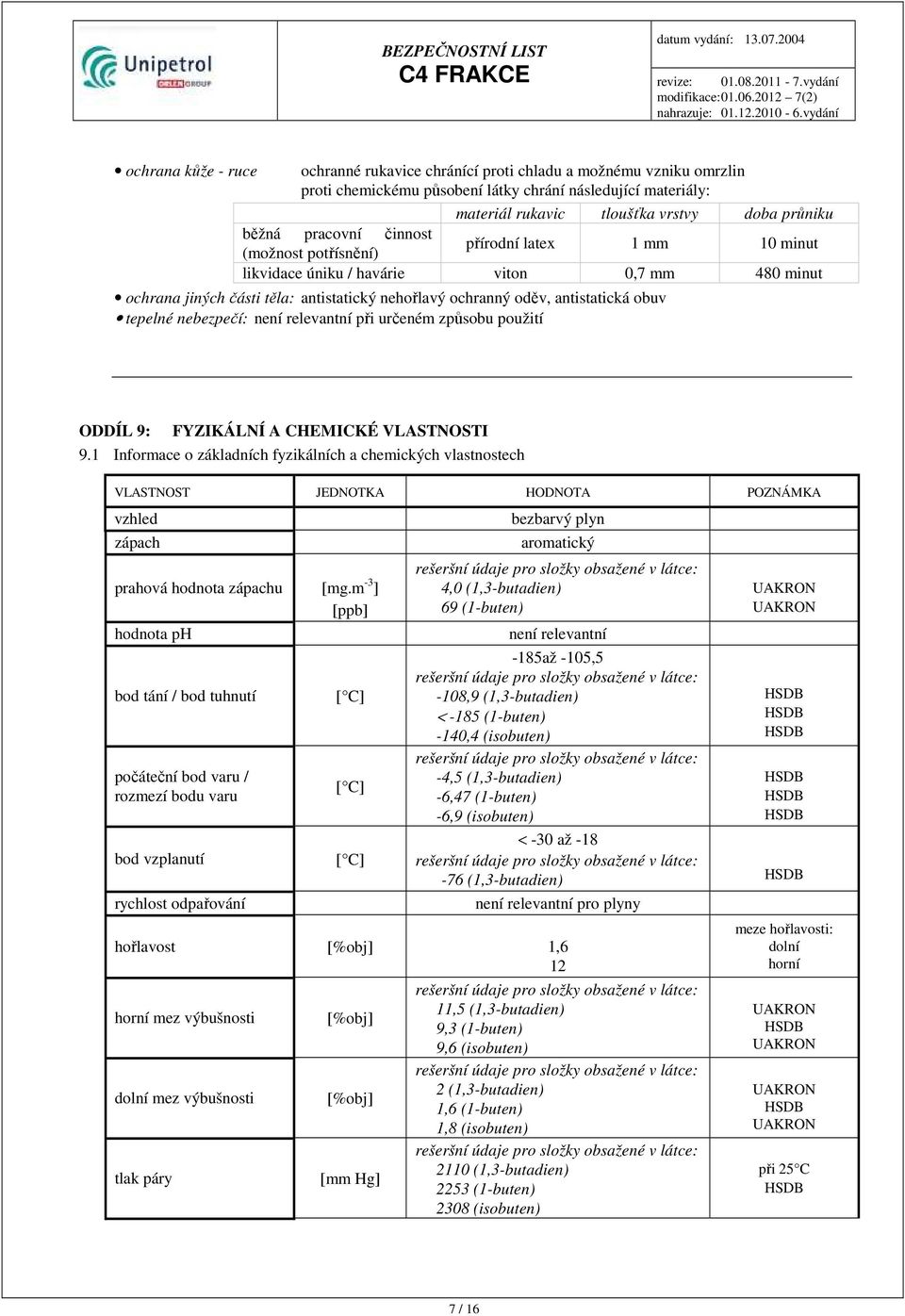 tepelné nebezpečí: není relevantní při určeném způsobu použití ODDÍL 9: FYZIKÁLNÍ A CHEMICKÉ VLASTNOSTI 9.