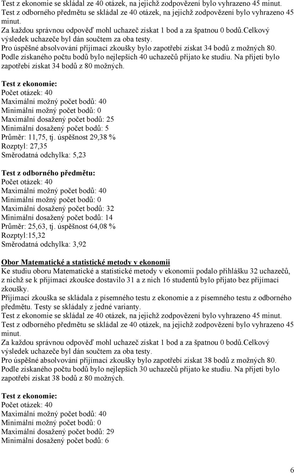 Maximální dosažený počet bodů: 25 Minimální dosažený počet bodů: 5 Průměr: 11,75, tj.