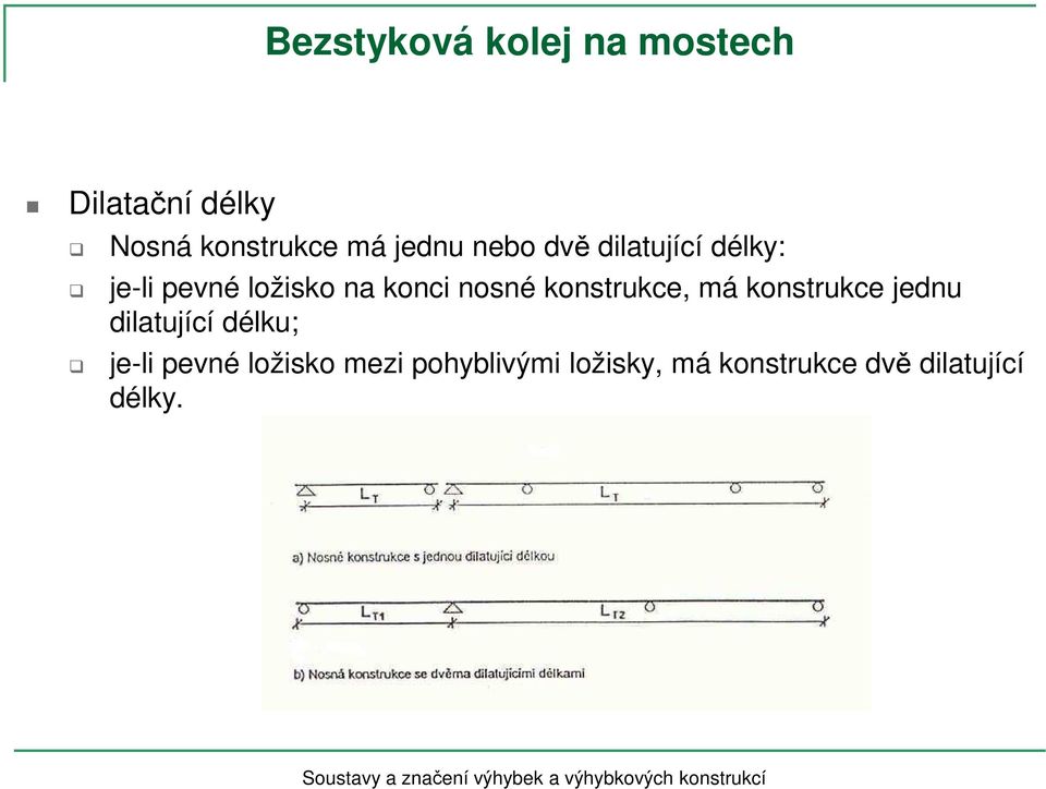 nosné konstrukce, má konstrukce jednu dilatující délku; je-li