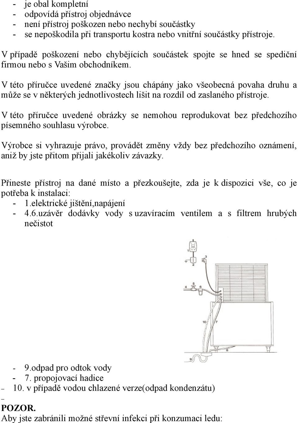 V této příručce uvedené značky jsou chápány jako všeobecná povaha druhu a může se v některých jednotlivostech lišit na rozdíl od zaslaného přístroje.