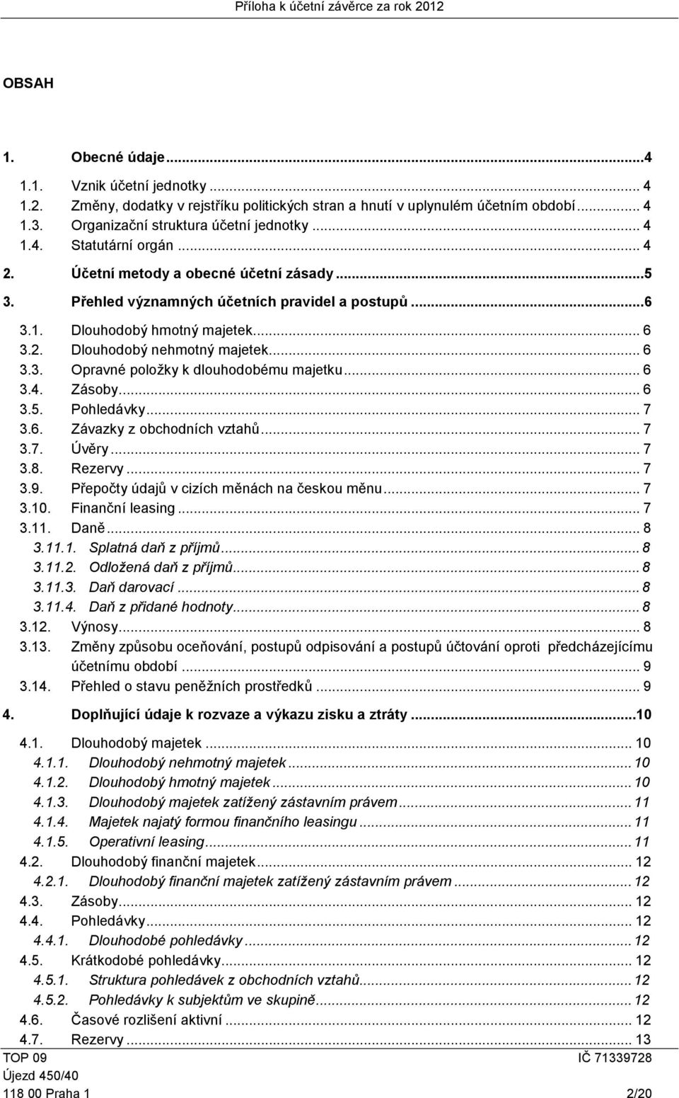 .. 6 3.2. Dlouhodobý nehmotný majetek... 6 3.3. Opravné položky k dlouhodobému majetku... 6 3.4. Zásoby... 6 3.5. Pohledávky... 7 3.6. Závazky z obchodních vztahů... 7 3.7. Úvěry... 7 3.8. Rezervy.