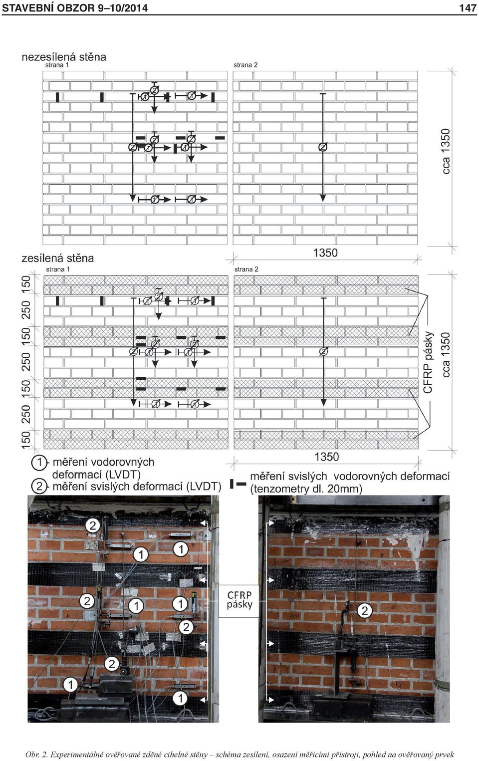 cihelné stěny schéma zesílení,