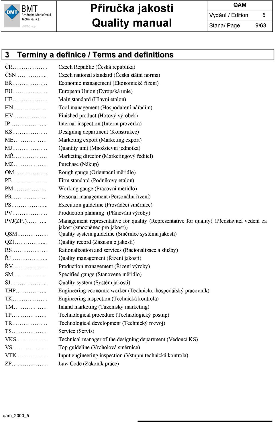 . Czech Republic (Česká republika) Czech national standard (Česká státní norma) Economic management (Ekonomické řízení) European Union (Evropská unie) Main standard (Hlavní etalon) Tool management