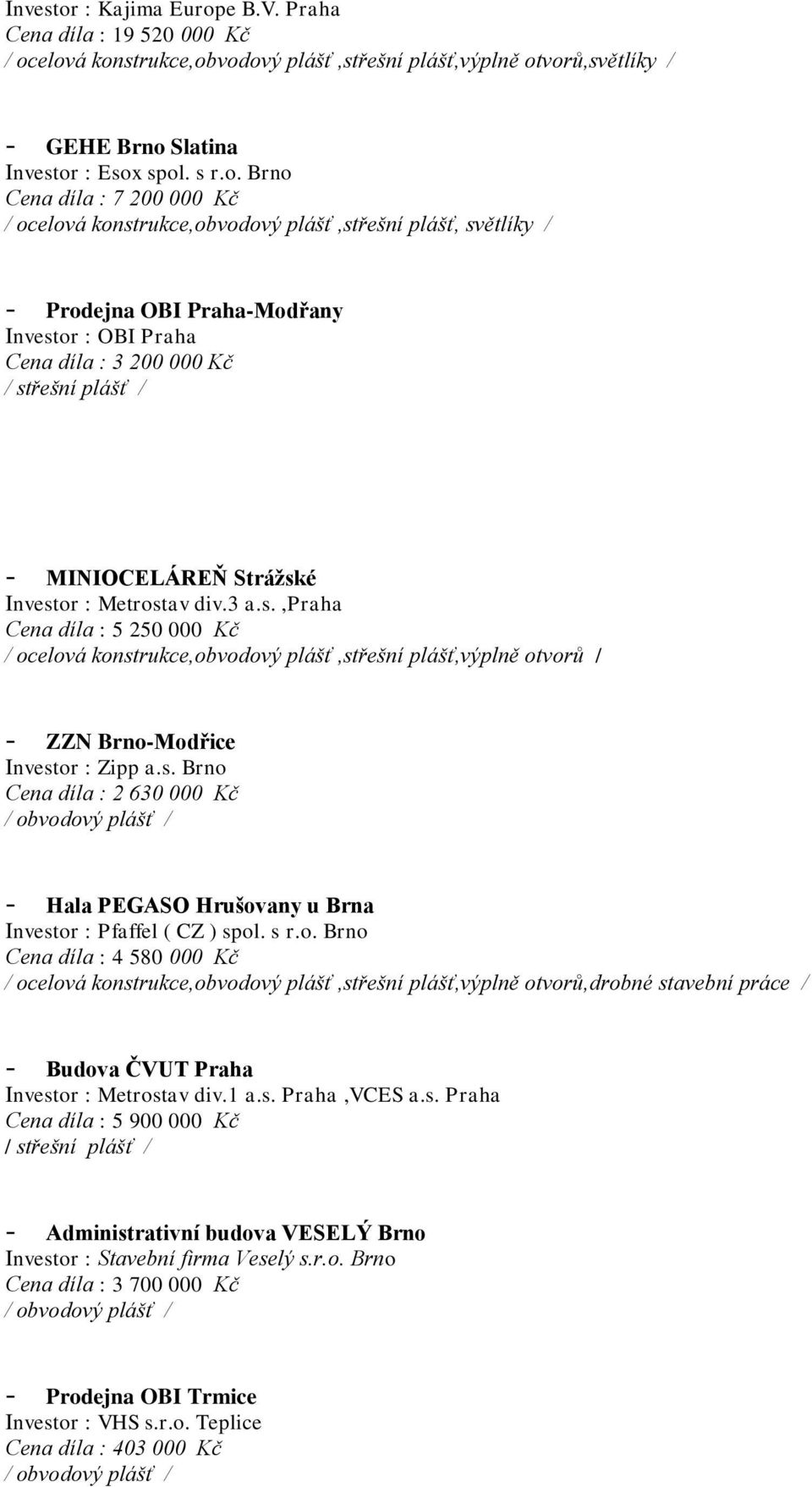 e B.V. Praha Cena díla : 19 520 000 Kč / oc