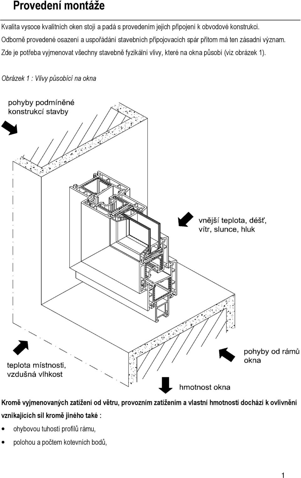 Zde je potřeba vyjmenovat všechny stavebně fyzikální vlivy, které na okna působí (viz obrázek 1).
