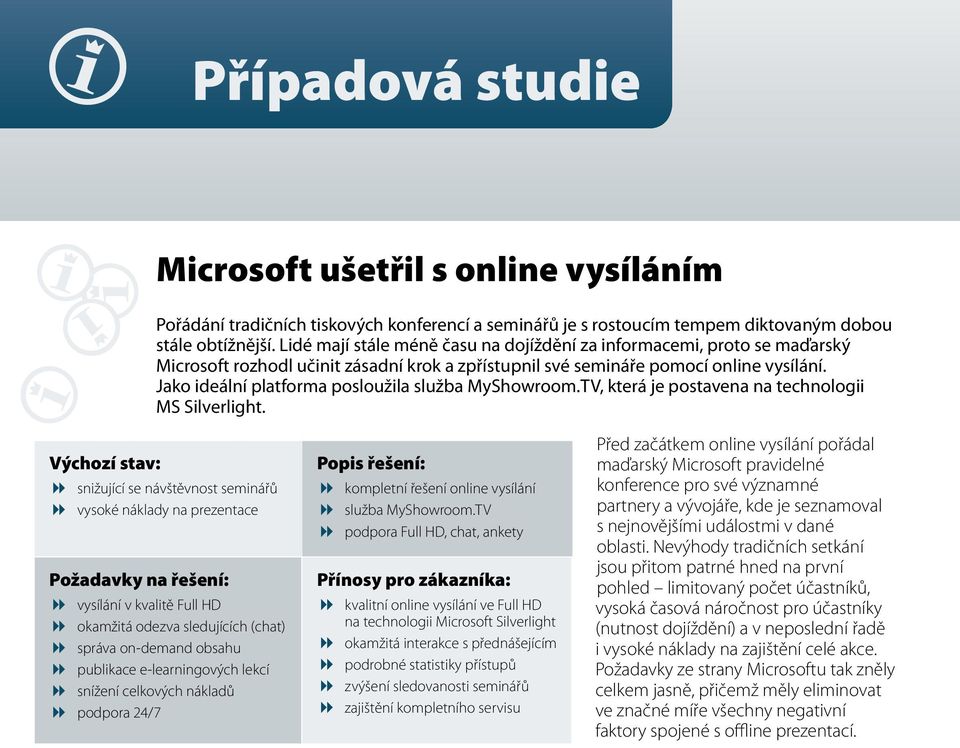 Jako ideální platforma posloužila služba MyShowroom.TV, která je postavena na technologii MS Silverlight.