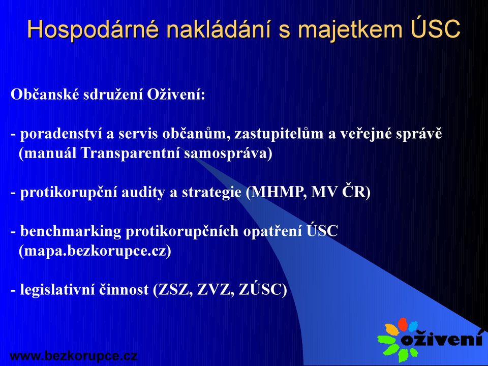 protikorupční audity a strategie (MHMP, MV ČR) - benchmarking